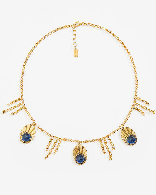 CROWN SHELL NECKLACE WITH BLUE ZIRCONS