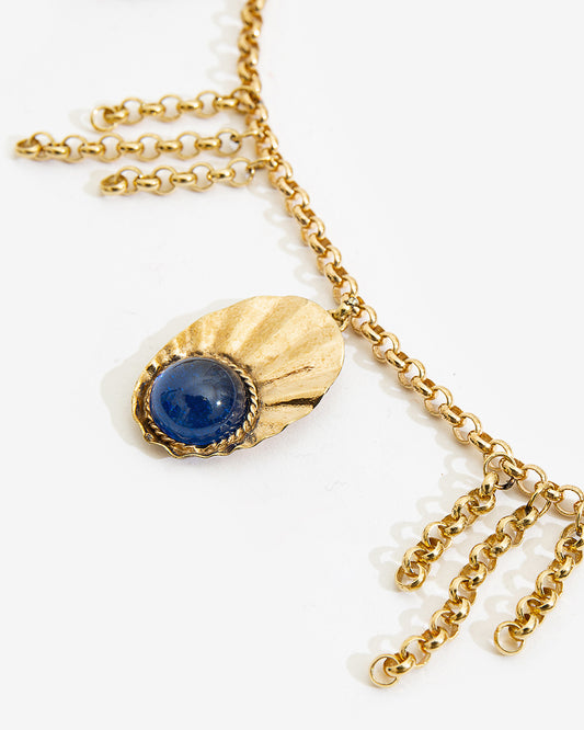 CROWN SHELL NECKLACE WITH BLUE ZIRCONS